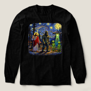 Bigfoot Jesus Aliens Stjärnkväll — Sasquatch Van T Shirt