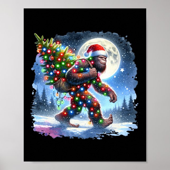 Bigfoot Jul Helgdag Sasquatch Julafton 1 Poster (Framsidan)