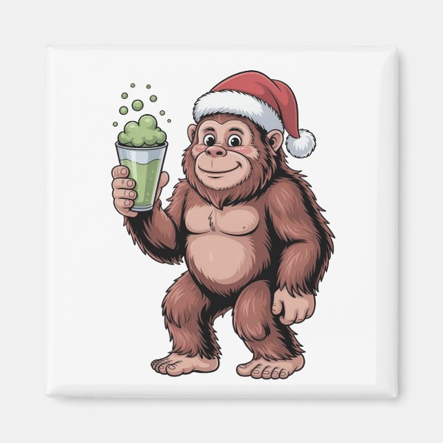 Bigfoot jul Sasquatch Matcha Älskare  Magnet (Framsidan)