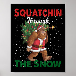 Bigfoot Julens fina torg genom Snö Poster