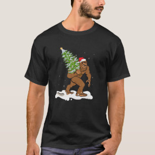 Bigfoot Julgran Boys Manar Sasquatch Santa T Shirt