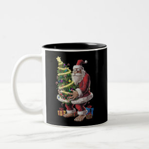 Bigfoot julgran lampor Xmas Sasquatch-älskare Två-Tonad Mugg