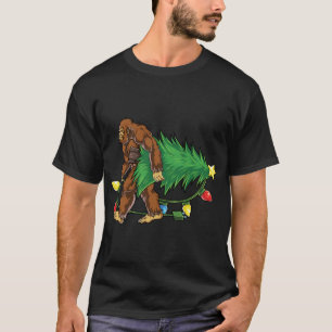 Bigfoot Julgran Ljus Julafton Sasquatch Älskare T Shirt