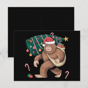 Bigfoot Julgran Ljus Julafton Sasquatch Älskare Vykort
