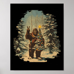 Bigfoot Julgran Ljus Tarot Julafton Sasquatch Poster