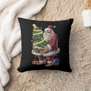 Bigfoot Julgran Ljusslingar Xmas Sasquatch Älskare Kudde