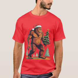 Bigfoot Julgran Santa Hat T Shirt