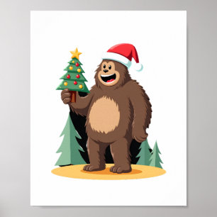 Bigfoot julgran Santa hatt (1) Poster