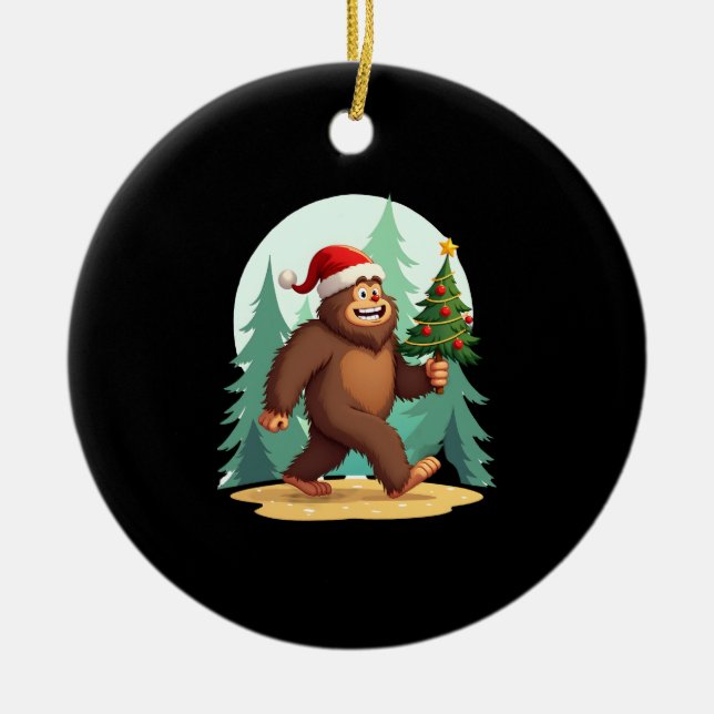 Bigfoot julgran Santa hatt (2) Julgransprydnad Keramik (Framsidan)