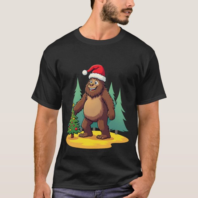 Bigfoot julgran Santa hatt (2) T Shirt (Framsida)