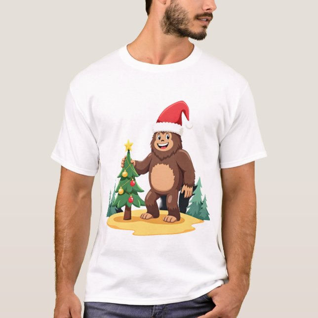Bigfoot julgran Santa hatt (3) T Shirt (Framsida)