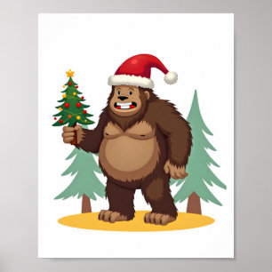 Bigfoot julgran Santa hatt (4) Poster