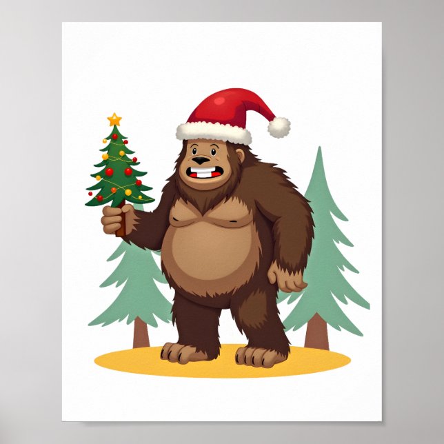 Bigfoot julgran Santa hatt (4) Poster (Framsidan)