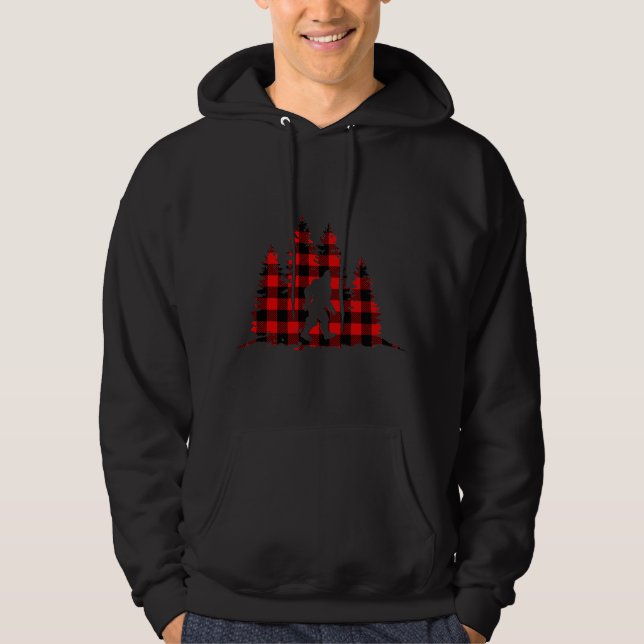 Bigfoot Julgran Sasquatch Funny Helgdag Red Hoodie (Framsida)