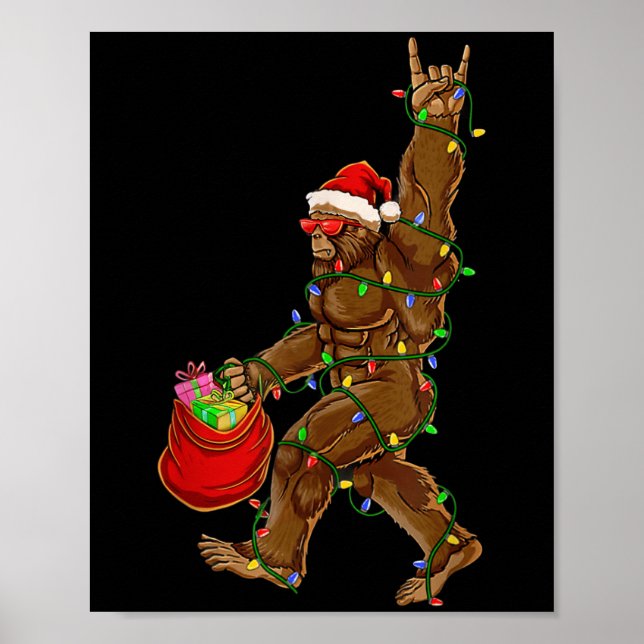 Bigfoot juljul Ljus Sten Funny Sasquatc Poster (Framsidan)