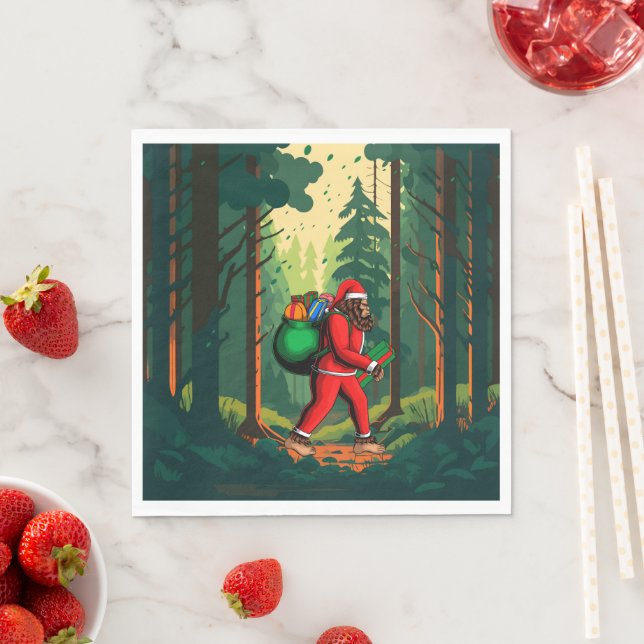 Bigfoot Jultomten Sack av gåvor Pappersservett (Insitu)