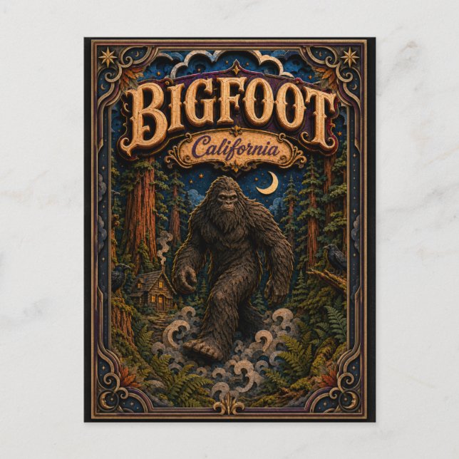 Bigfoot Kalifornien Popcut Legends Vykort (Framsida)