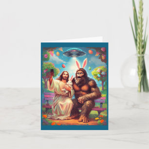 Bigfoot kanin rolig påsk jesus sasquatch selfie kort