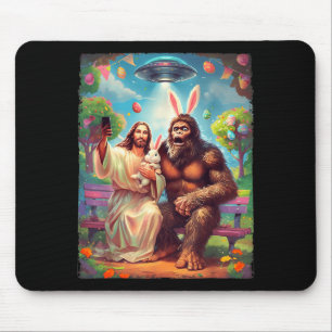 Bigfoot kanin rolig påsk jesus sasquatch selfie musmatta