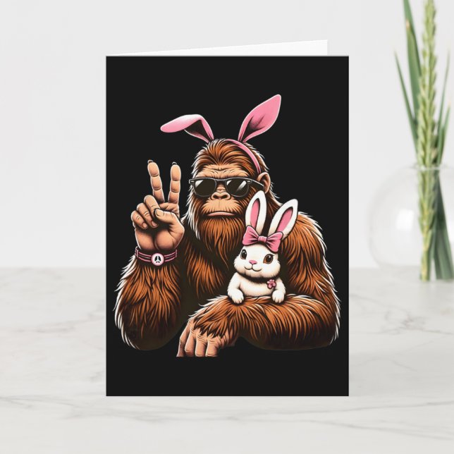 Bigfoot Kanin Rolig Påskdag Sasquatch  Kort (Framsida)