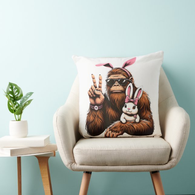 Bigfoot Kanin Rolig Påskdag Sasquatch Kudde (Stol)