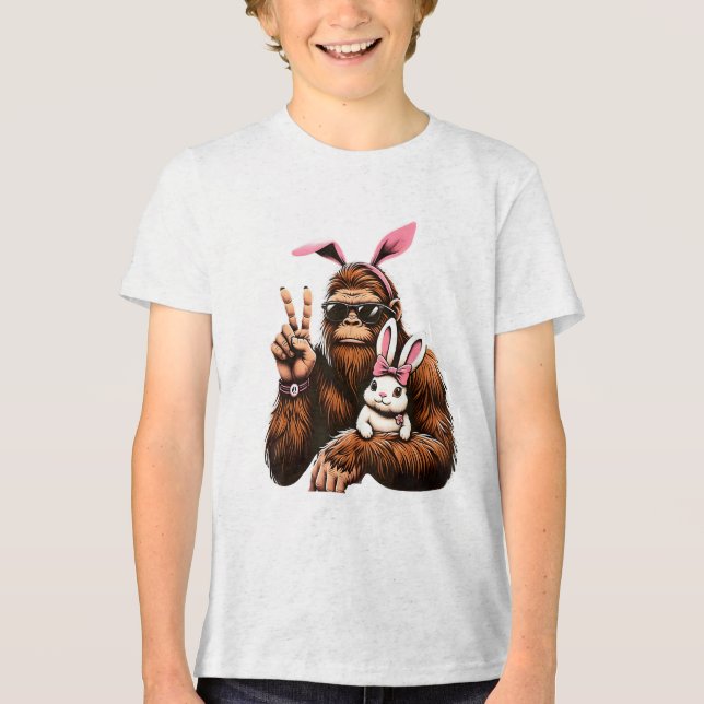 Bigfoot Kanin Rolig Påskdag Sasquatch T Shirt (Framsida)