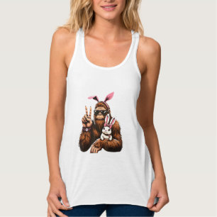Bigfoot Kanin Rolig Påskdag Sasquatch T-Shirt Linne Med Racerback