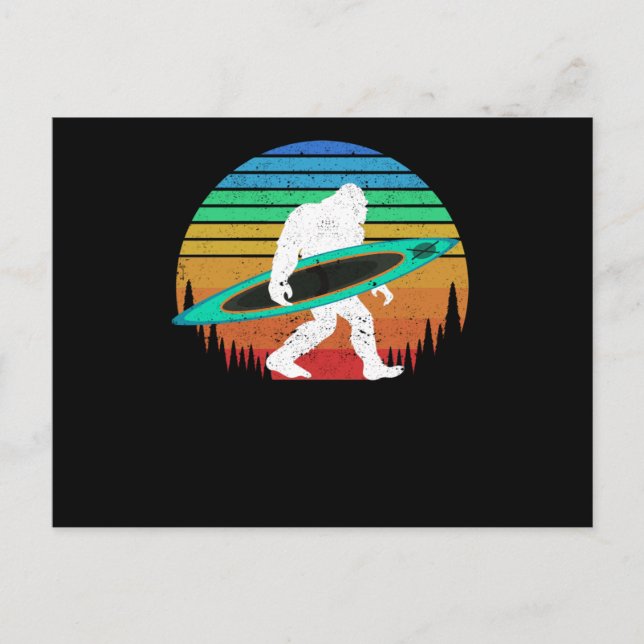 Bigfoot kanot paddling sjö vitt vatten kanot vykort (Framsida)