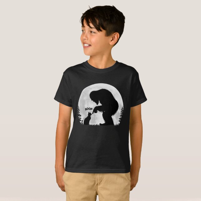 Bigfoot & Katt Boop Under Månen  T Shirt (Hel framsida)