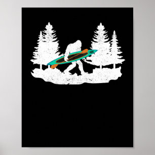Bigfoot kayak paddling sjö white vatten canoe poster