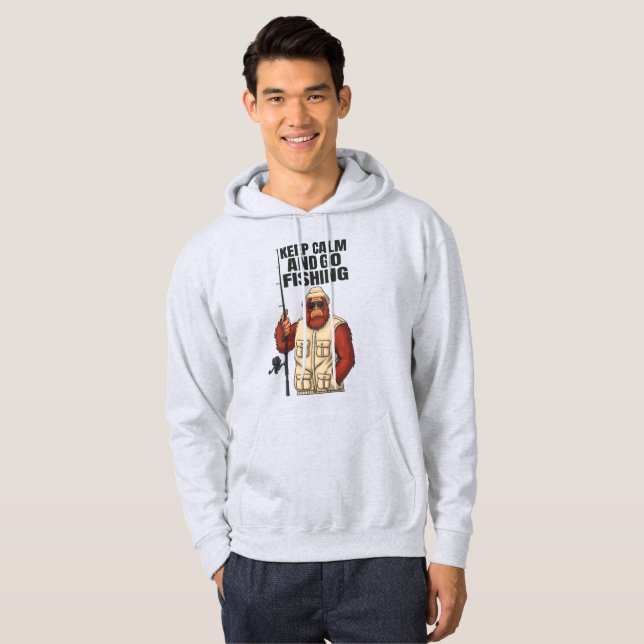 Bigfoot Keep Calm And Go Fishing Rolig Hoodie (Hel framsida)