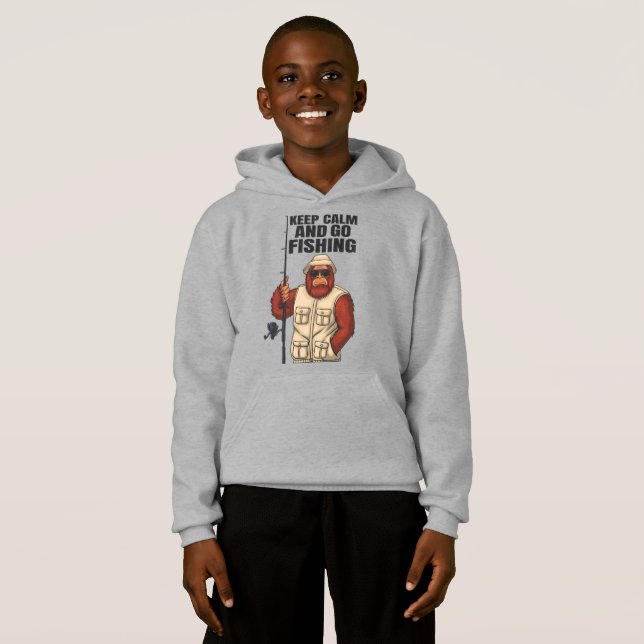Bigfoot Keep Calm And Go Fishing Rolig T Shirt (Hel framsida)