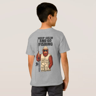 Bigfoot Keep Calm Och Gå Och Fiska Roligt T Shirt