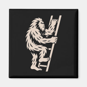 Bigfoot Klättrar Stege Rolig Kryptid Sasquatch Loj Magnet