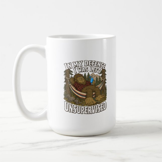 Bigfoot Lämnad Osuperviserad Rolig Camping Semeste Kaffemugg (Vänster)