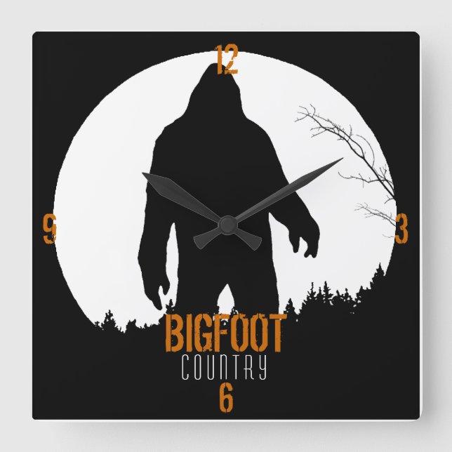 Bigfoot land tar tid på fyrkantig klocka (Framsida)