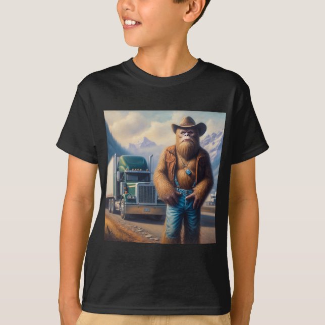 Bigfoot Lastbil-drivrutin T Shirt (Framsida)