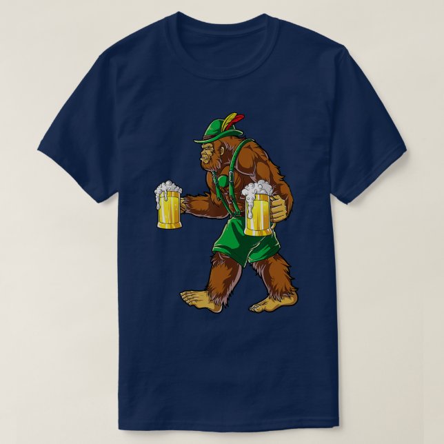 Bigfoot Lederhosen T Shirt Oktoberfest Manar Prost (Design framsida)