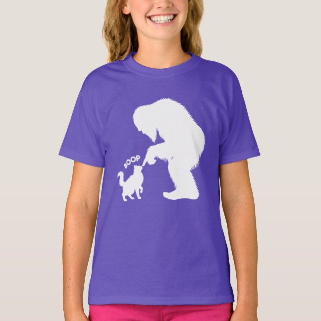 Bigfoot Leka Långhårig Katt Boop T Shirt (Framsida)