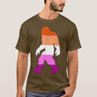 Bigfoot Lesbisk Pride Flagga Sasquatch LGBTQ Ally  T Shirt