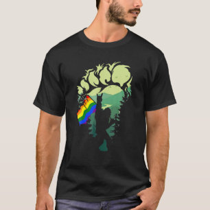 Bigfoot LGBT Flagga Sasquatch Gay pride Rainbow Bi T Shirt