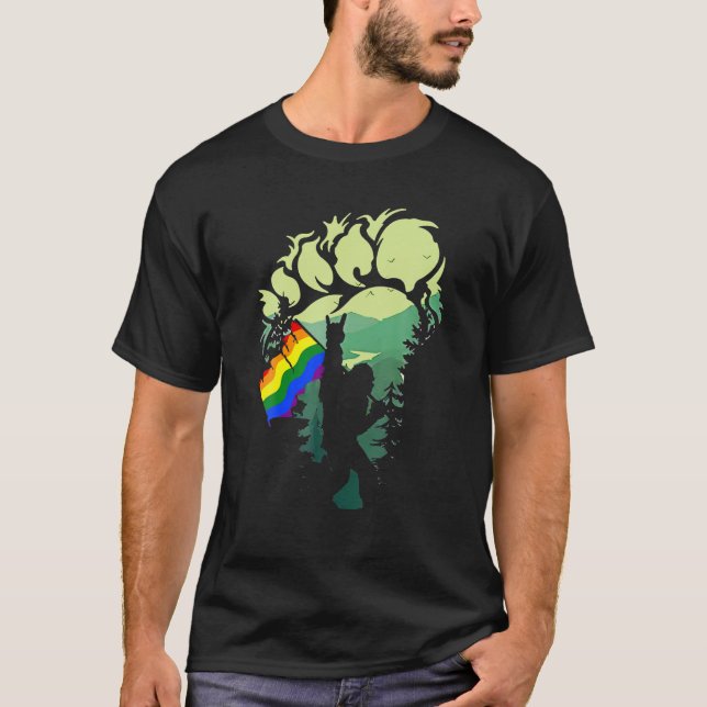 Bigfoot LGBT Flagga Sasquatch Gay pride Rainbow Bi T Shirt (Framsida)