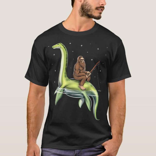 Bigfoot Loch Ness Monster Fiske T Shirt (Framsida)