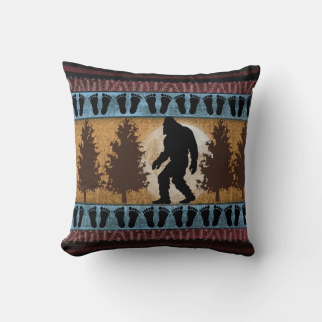 Bigfoot Lodge Pillow, Sasquatch Dekorativ kudde (Framsida)