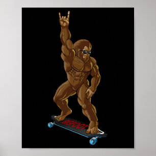 Bigfoot Long Boarding Sten on - Sasquatch Big Foot Poster