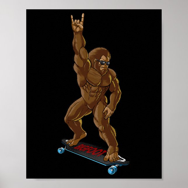 Bigfoot Long Boarding Sten on - Sasquatch Big Foot Poster (Framsidan)