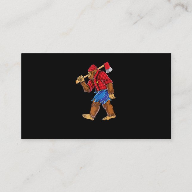 Bigfoot Lumberjack T shirt Sasquatch Carpenter Man Visitkort (Framsida)