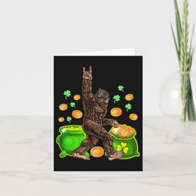 Bigfoot Lycklig St patricks day Shirt Funny Grönt  Kort (Framsida)