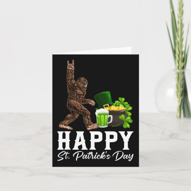 Bigfoot Lycklig St patricks day Shirt Funny Grönt  Kort (Framsida)