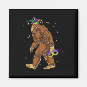 Bigfoot Mardi Gras Carnival Sasquatch Funny Manar Magnet